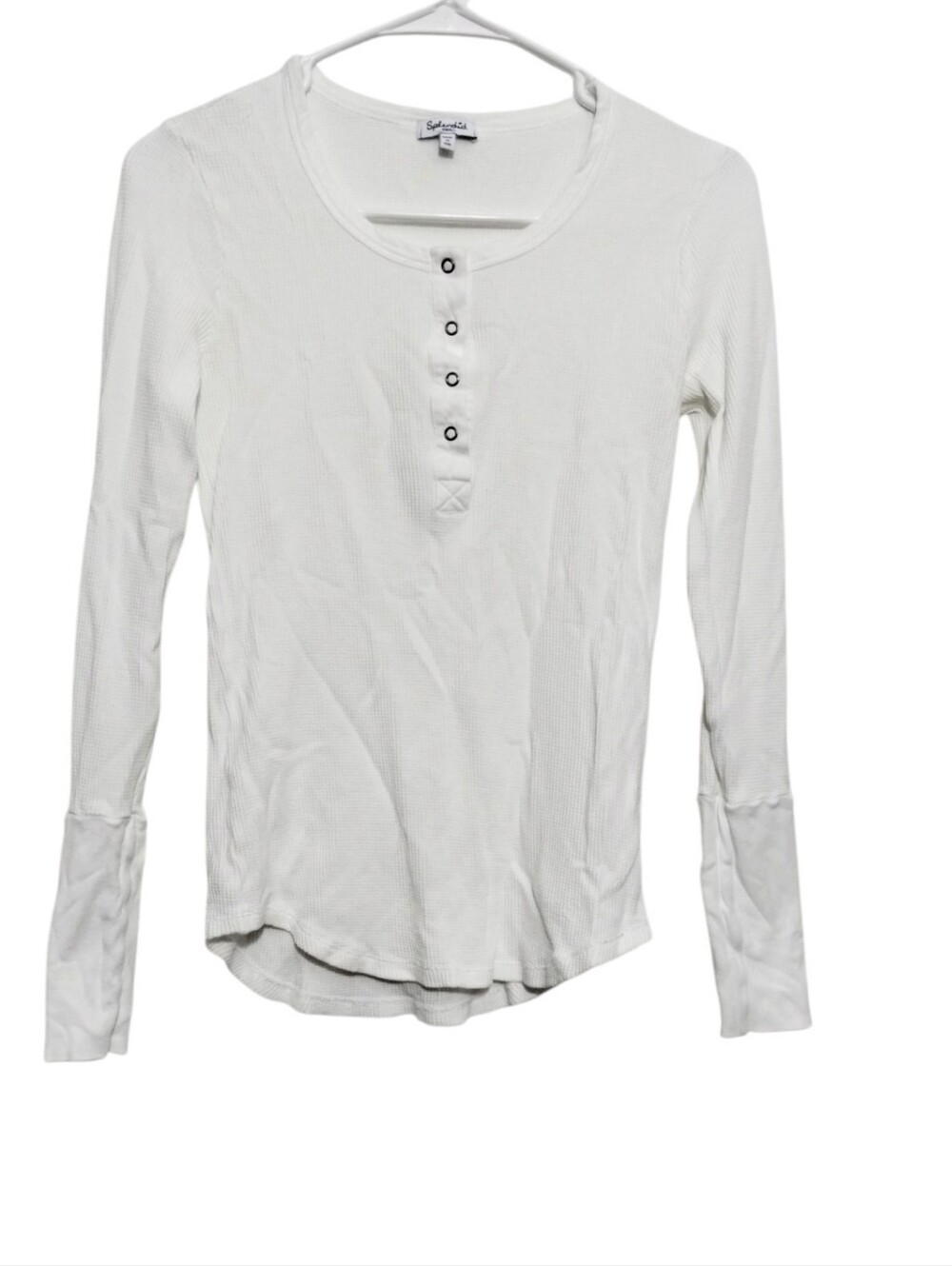 Splendid Long-Sleeve Henley Top Women's S Bella Swan Thermal Preppy